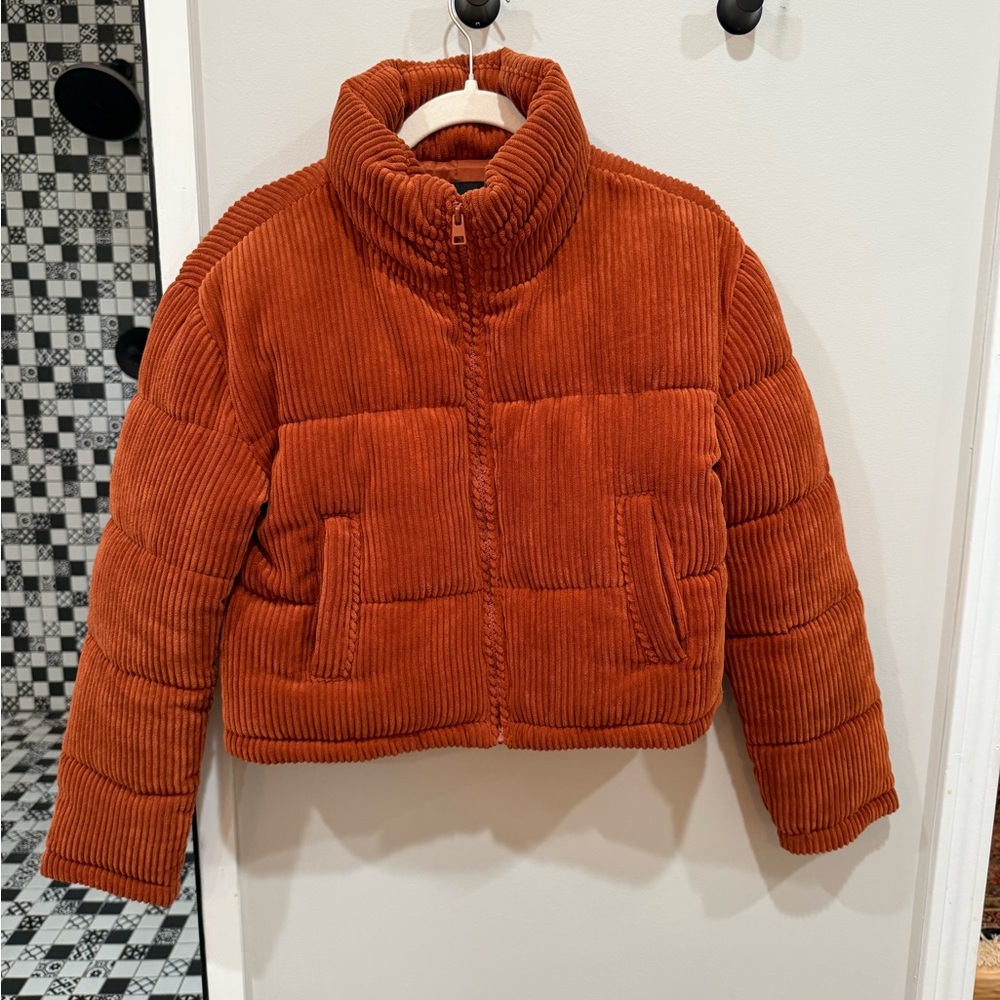 7 For All Mankind Corduroy Puffer Jacket - Rust